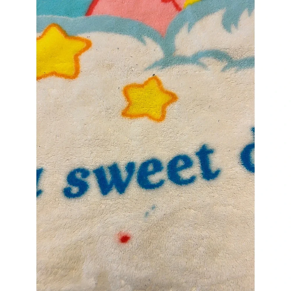 Vintage Care Bears Plush Fleece Throw Blanket Snuggle Up With A Sweet Dream Blue